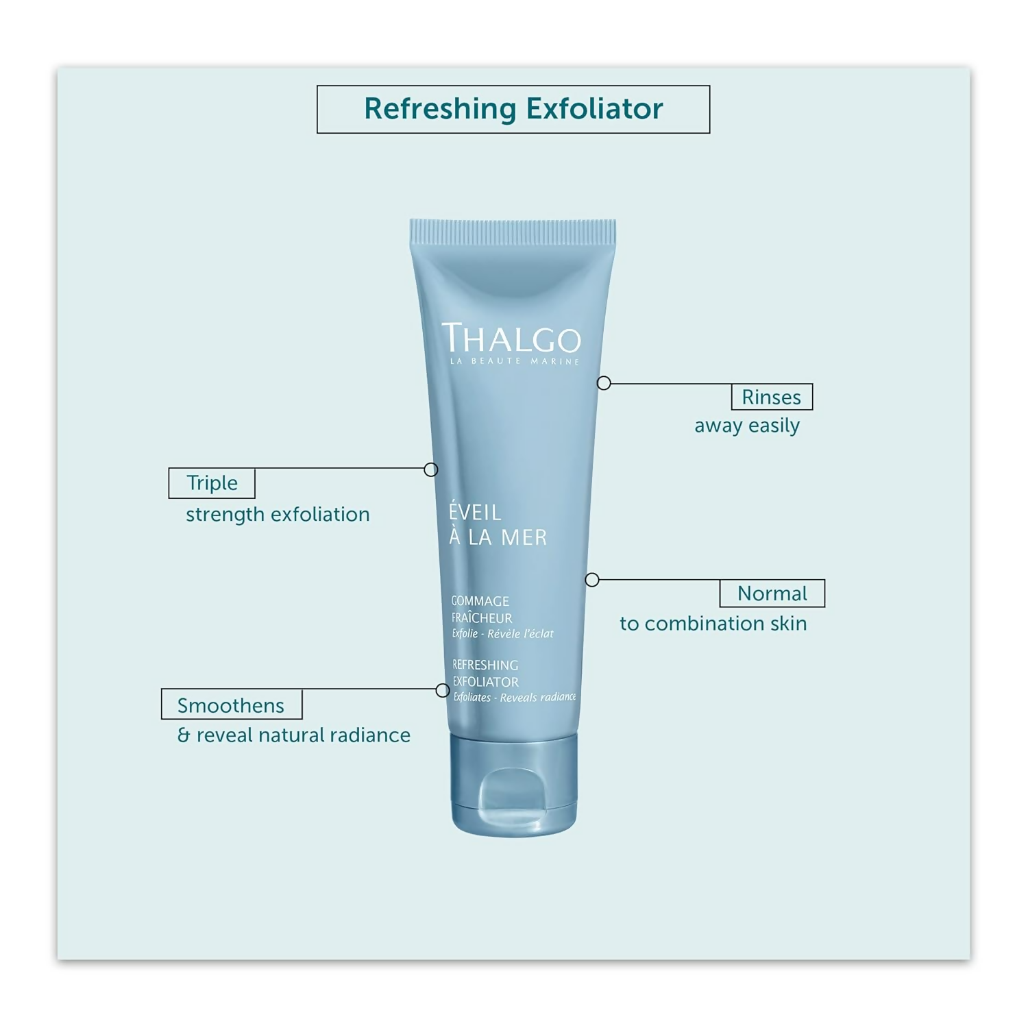 Thalgo Refreshing Exfoliator – Energizing Face Scrub with Diatomaceous Earth & Almond Shell for Oily Skin | Grocsy