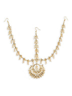 Women's Gold-Polished Kundan Mathapatti Head Jewellery - Ruby Raang | Grocsy