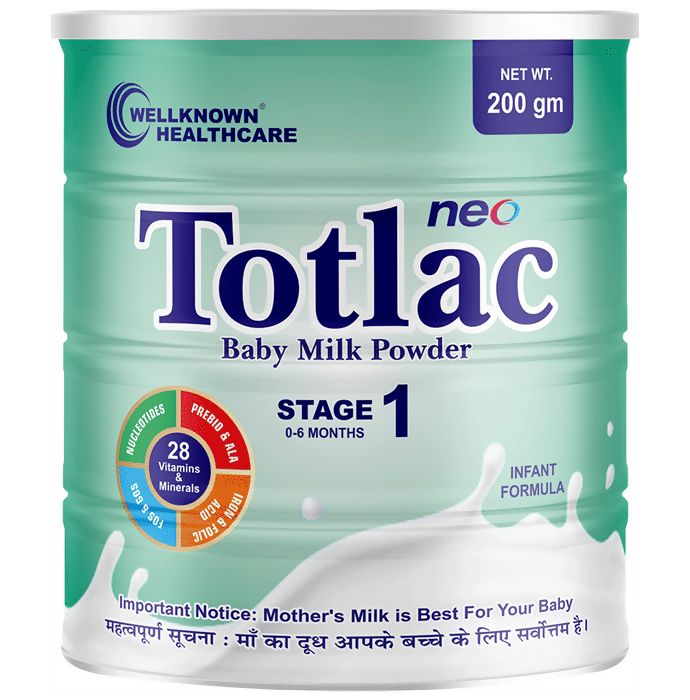 Wellknown Healthcare Totlac-Neo Baby Milk Powder Stage 1 Upto 6 Months | Grocsy