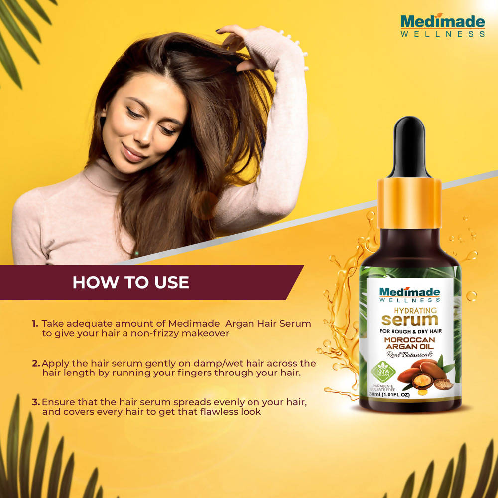 Medimade Wellness Hydrating Hair Serum with Moroccan Argan Oil | Grocsy