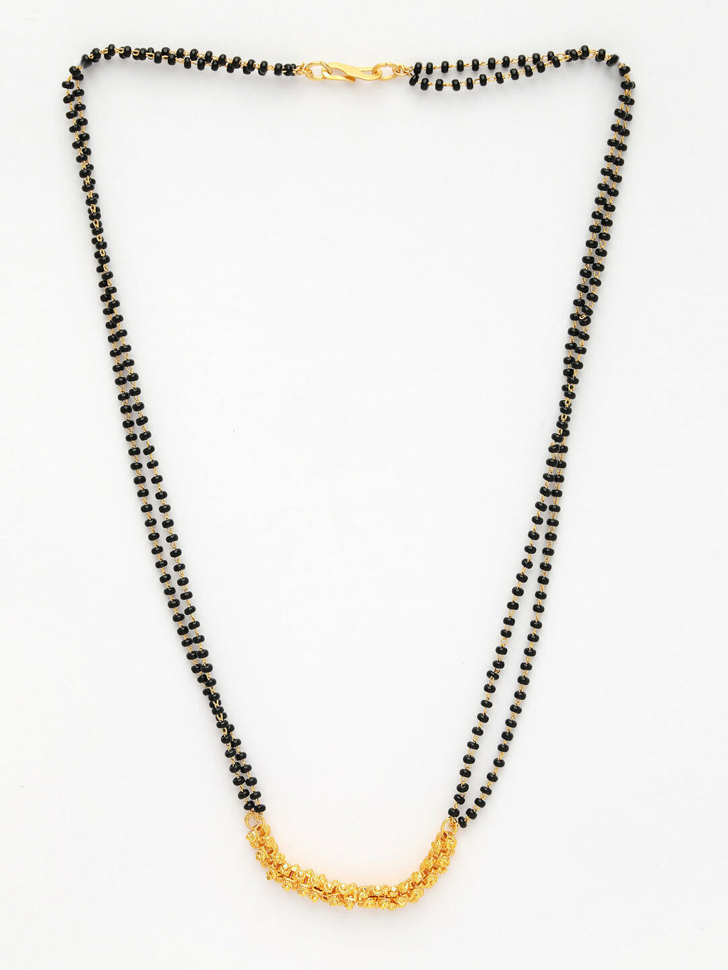 NVR Women's Gold-Polished Black Beaded Mangalsutra | Grocsy