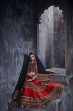 AI Fashion Red Art Silk Designer Navratri Lehenga Choli Collection | Grocsy