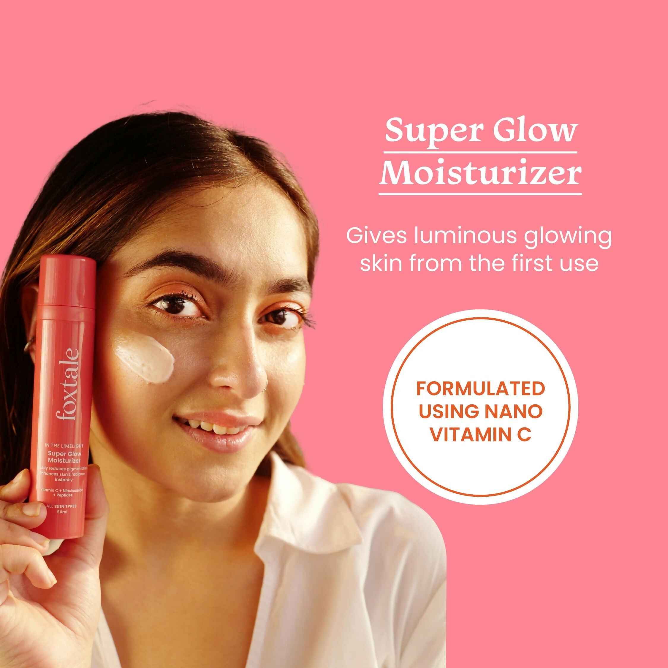 Foxtale Super Glow Moisturizer With Nano Vitamin C For Instant Brightening, Hydration & Glowing Skin, Reduces Dark Spots, Uneven Skin Tone, Pigmentation | Grocsy