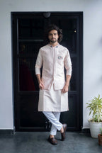 Peach Elephant Designer Men's Nehru Jacket by Hilo Design | Grocsy