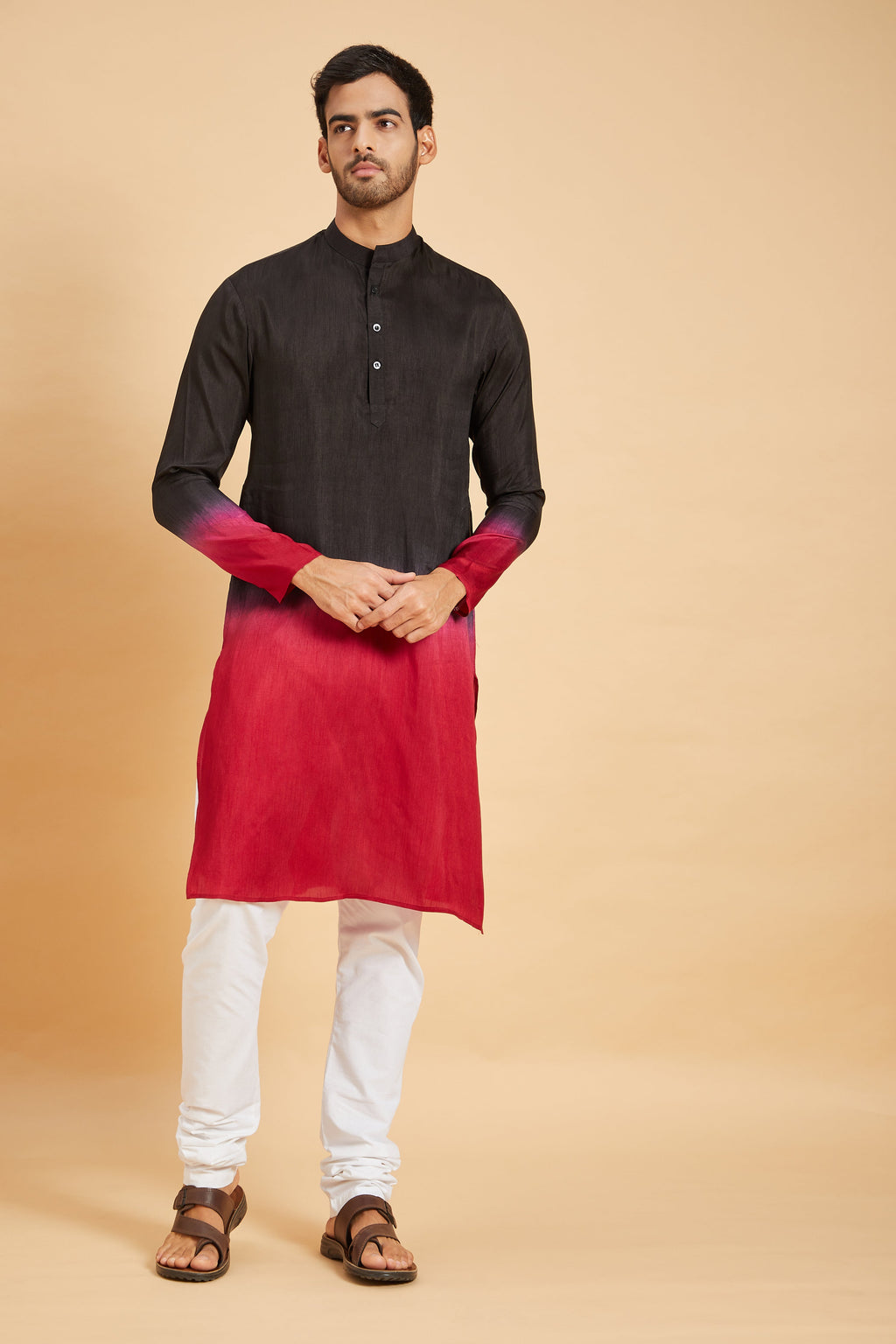 Red Knight Ombre Kurta by Hilo Design | Grocsy