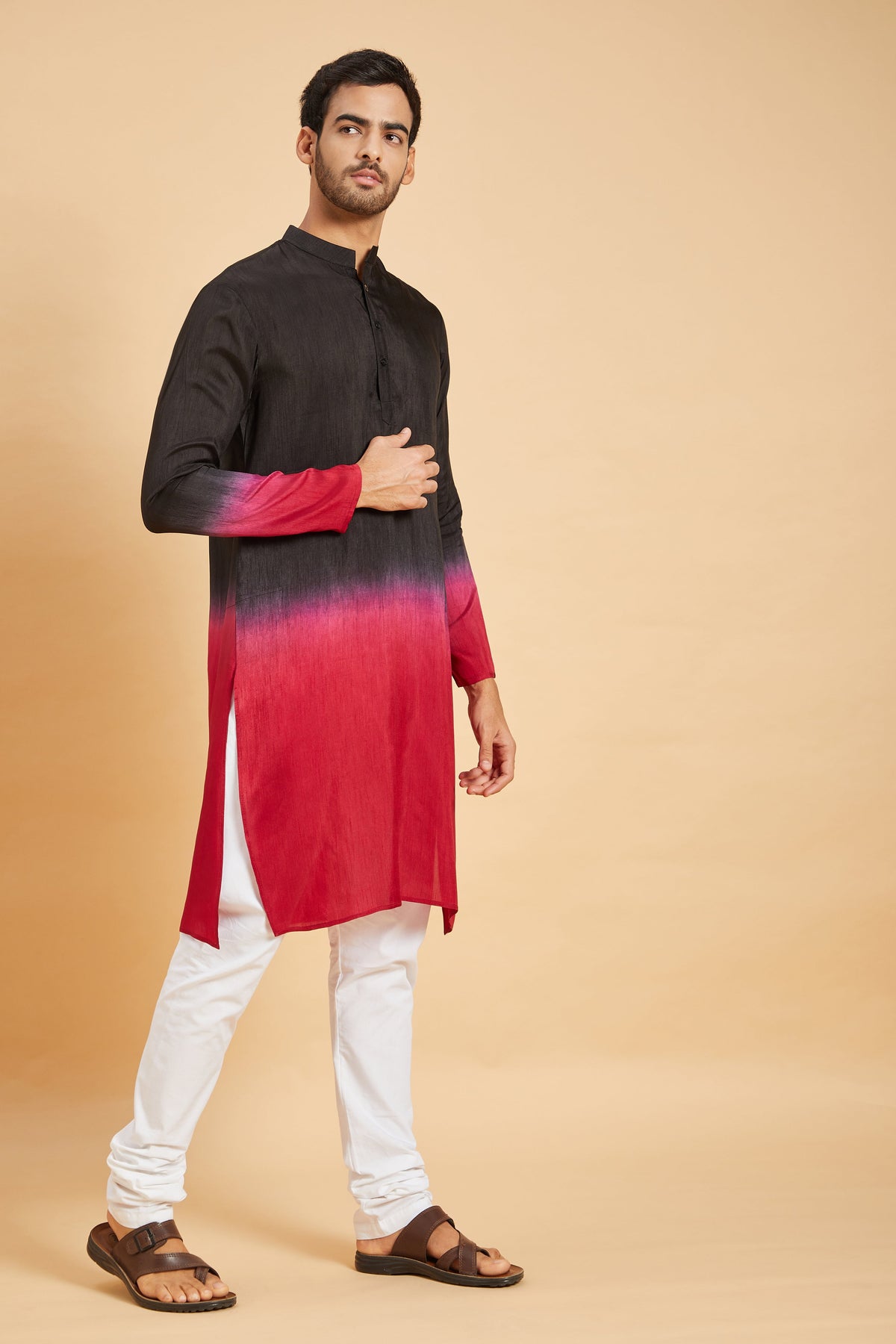 Red Knight Ombre Kurta by Hilo Design | Grocsy