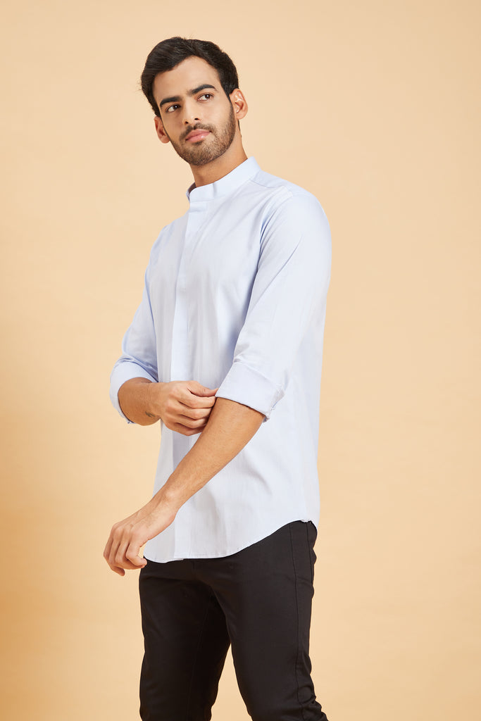 Skii Chinese Collar Designer Men's Shirt by Hilo Design | Grocsy