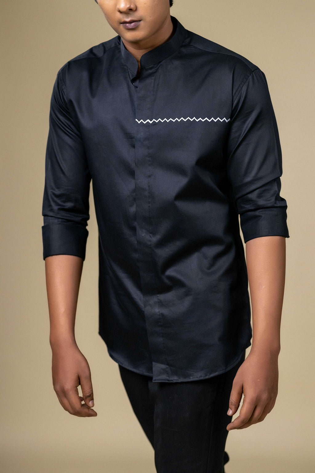 Black Vague Designer Men's Shirt by Hilo Design | Grocsy