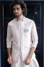 Peach Elephant Designer Men's Nehru Jacket by Hilo Design | Grocsy