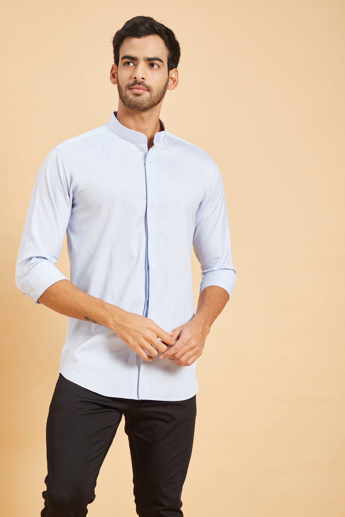 Skii Chinese Collar Shirt by Hilo Design | Grocsy