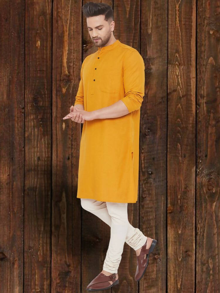Even Apparels Pure Cotton Yellow Kurta - Yellow | Grocsy
