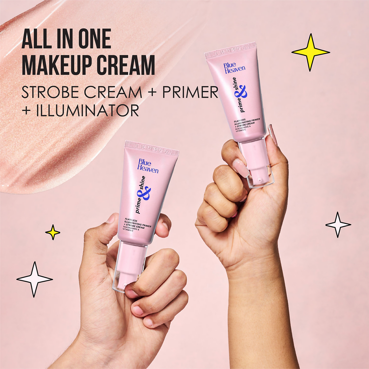 Blue Heaven Prime & Shine Flawless lluminating Primer & Strobe Cream - Silver Pink | Grocsy