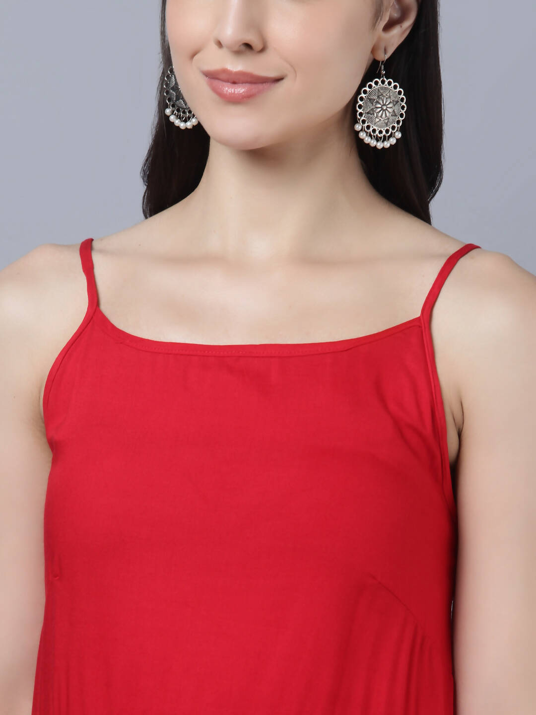 Myshka Women Red High Slit Kurta with Palazzos With Dupatta | Grocsy