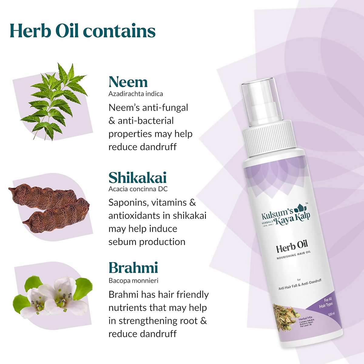 Kulsum's Kaya Kalp Herb Oil For Anti Hair Fall & Anti Dandruff | Grocsy
