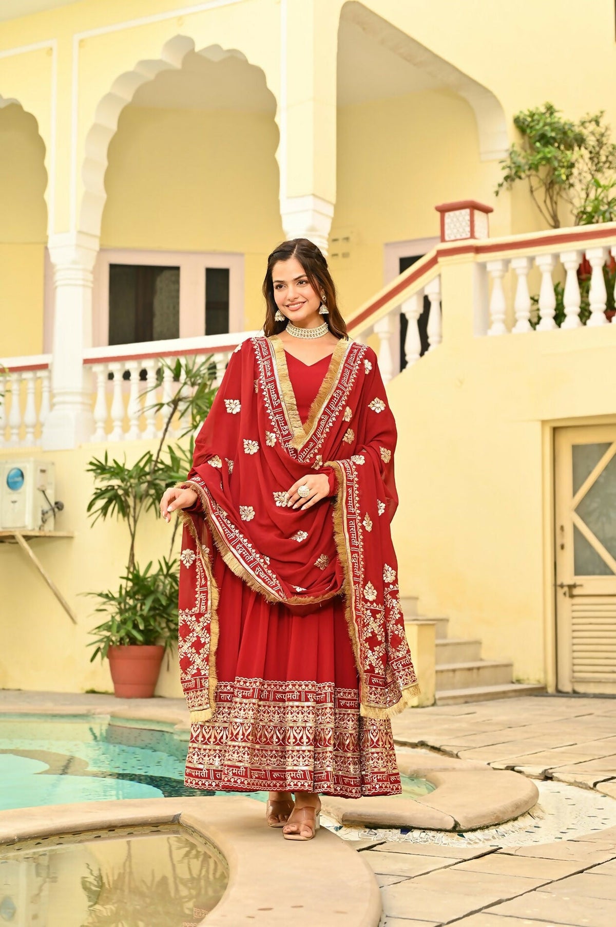 Joban Fashion Red Georgette Sequence Embroidery Work Kurta Set | Grocsy