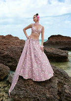 House of Panchhi Mauve Organza Sequins, Zarkan And Thread Embroidery Lehenga Choli & Dupatta | Grocsy