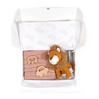 Nesta Toys Newborn Gift Set - Knitted Cotton Blanket, Lion Plush Toy, Elephant & Car Teether | Grocsy