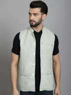 Even Apparels Nehru Jacket With Welt Pockets - Green | Grocsy