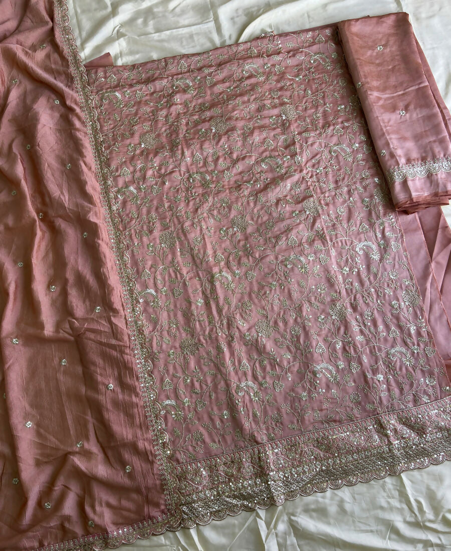 KC Peach Vichitra Silk Palazzo Suit For Women Festival Wear | Grocsy