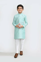 Joban Fashion Cotton Silk Pastel Green Kurta With Straight Fit Pant | Grocsy