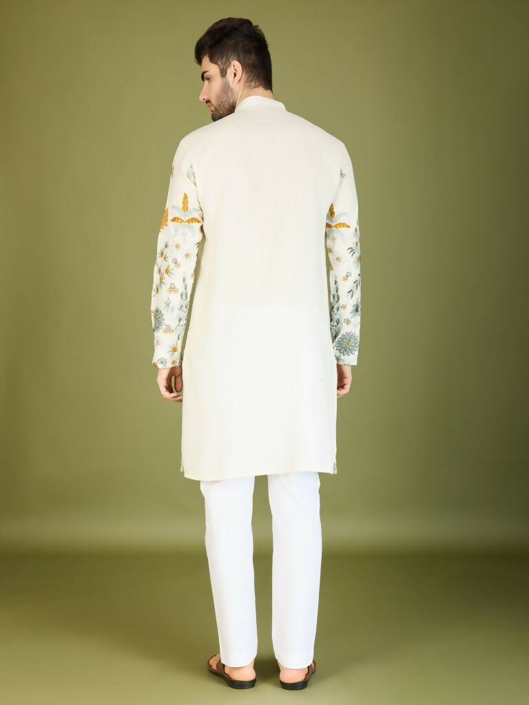 Vastranavya Exclusive Wedding Wear Viscose Rayon Thread Embroidered Work Kurta | Grocsy