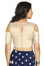 Aastha Fashion Women's Off White Art Silk Cold Shoulder Sleeve Readymade Blouse | Grocsy