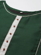 Ahalyaa Women Dark Green Plain Chanderi Kurta with Sharara Set | Grocsy