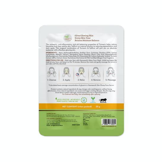 Mamaearth Ubtan Bamboo Sheet Mask with Turmeric & Saffron | Grocsy