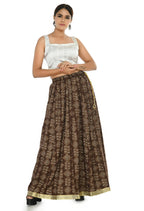 Mominos Fashion Moeza Cotton Coffee Color Printed Lehenga (Lancha) | Grocsy