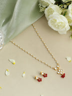 Ruby Raang Kundan Studded And Pearl Beaded Jewellery Set | Grocsy