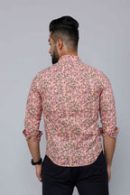 Miravan Men's Orange Printed Full Sleeve Cotton Shirt | Grocsy
