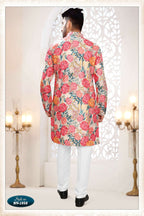 Joban Fashion Men's Cream Base Straight Silk Thread And Sequence Embroidery All Over Kurta Set | Grocsy