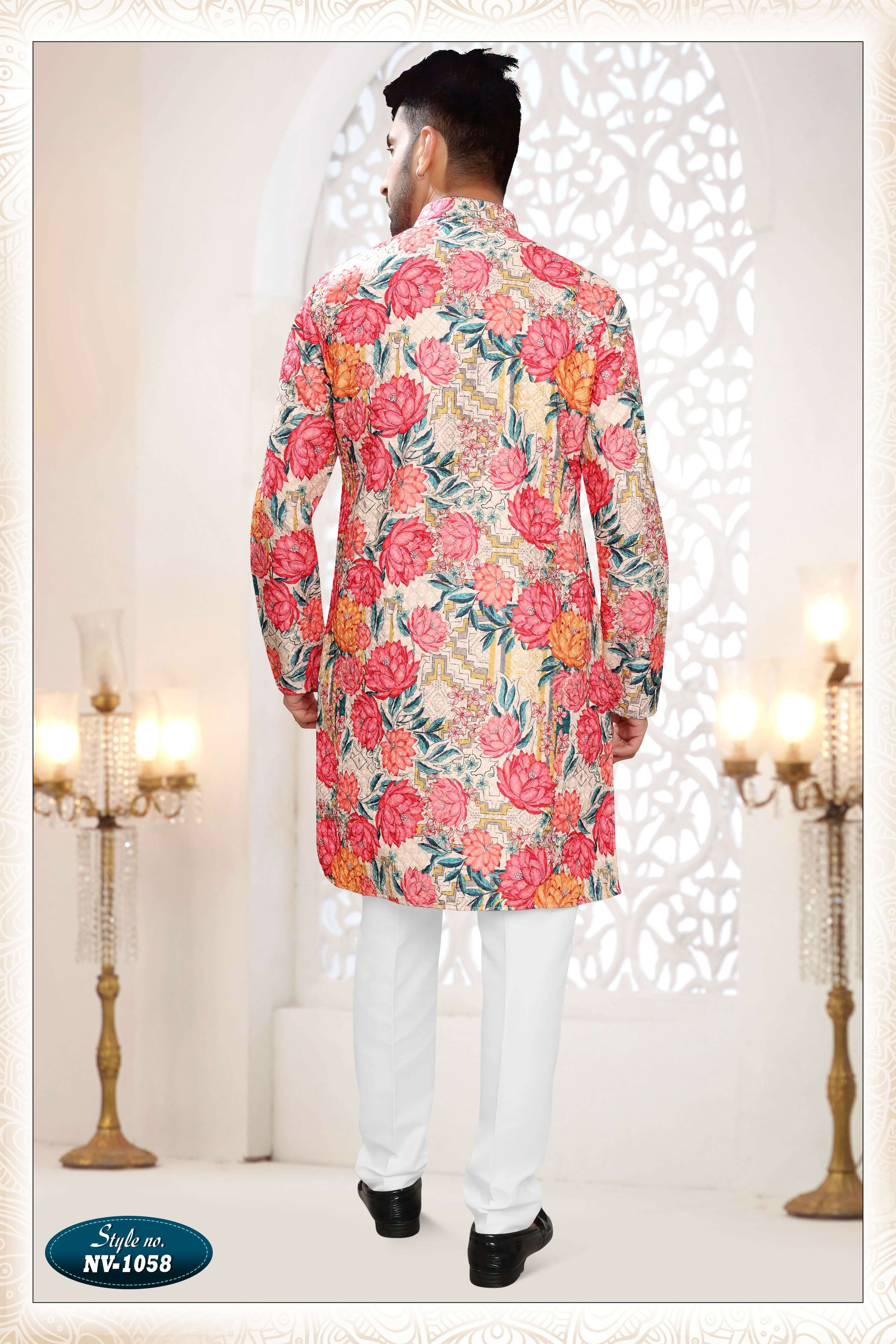 Joban Fashion Men's Cream Base Straight Silk Thread And Sequence Embroidery All Over Kurta Set | Grocsy