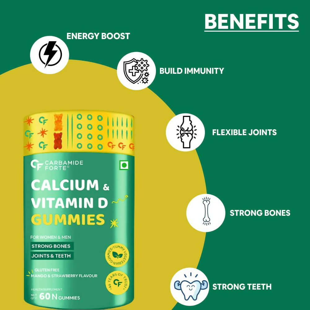 Carbamide Forte Calcium with Vitamin D Gummies for Men & Women | Grocsy