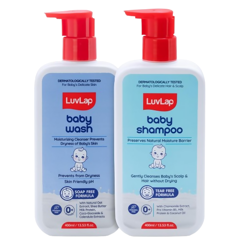 LuvLap Baby Shampoo + Baby Wash Combo Set | Grocsy