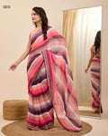 Pink Georgette Designer Printed Ready To Wear Saree - Ibiza | Grocsy