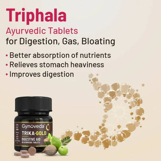 Gynoveda Gut Health Liver Detox + Trika-Gold Ayurvedic Tablets Combo | Grocsy