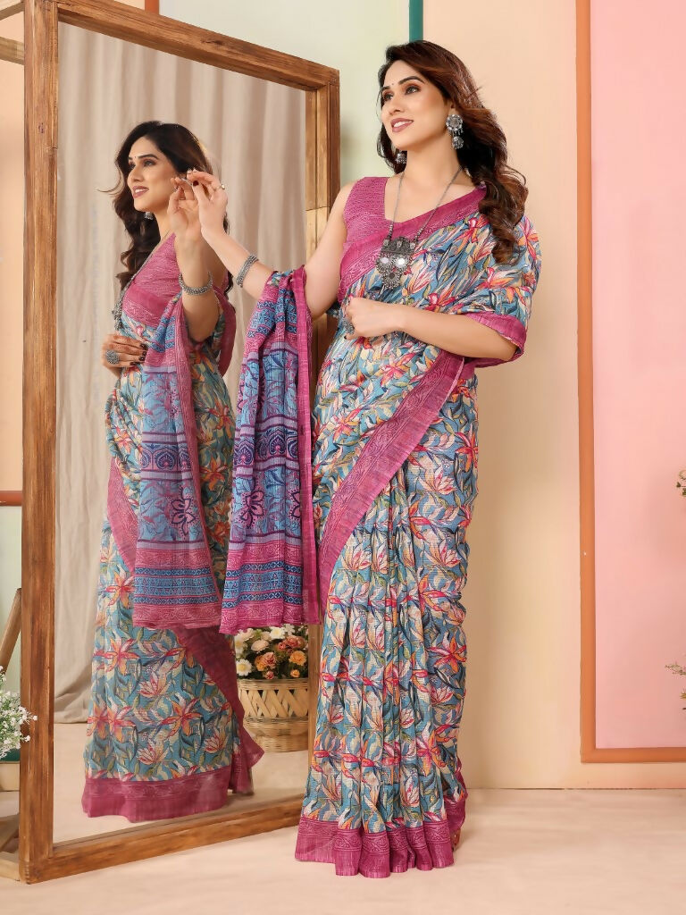 Partywear Designer Pink Kota Doriya Fancy Saree - Dyuti | Grocsy