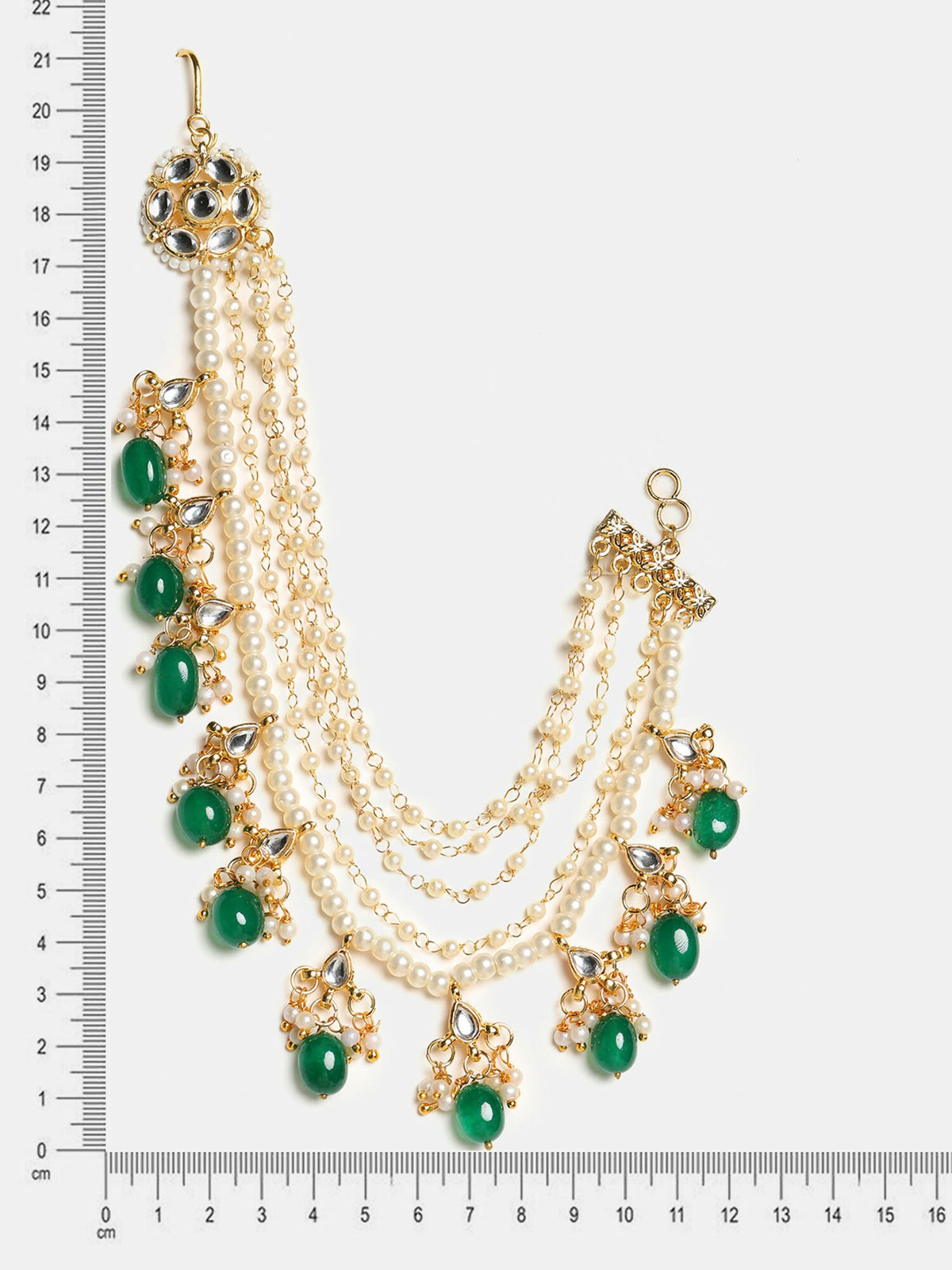 Ruby Raang Green Emerald Gold Plated Kaan Chain | Grocsy