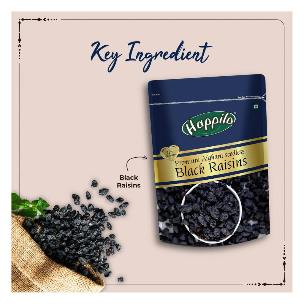 Happilo Premium Seedless Afghani Black Raisins | Grocsy