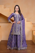 Teeya Creation Lavender Color Chinon Silk Wedding Wear Trending Palazzo Set | Grocsy