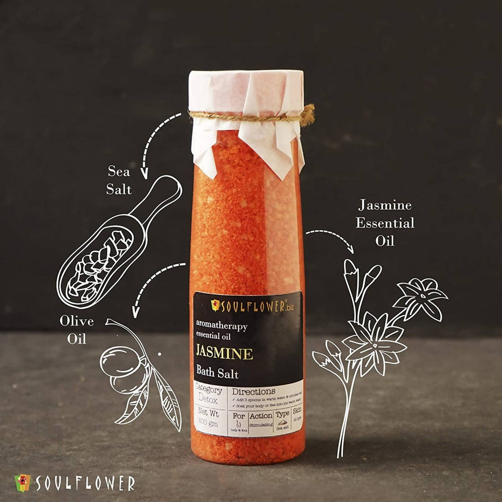 Soulflower Aromatherapy Essential Oil Jasmine Bath Salt | Grocsy