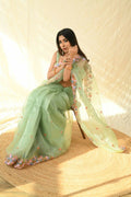 Vamsee Manali Green Organza Saree | Grocsy