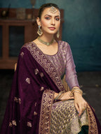 Anaita Light Purple Premium Embroidered with servos waki diamond Vichitra Silk Stitched Salwar Suit | Grocsy