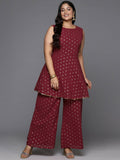 Ahalyaa Women's Traditional Wear Co-ords - Maroon | Grocsy