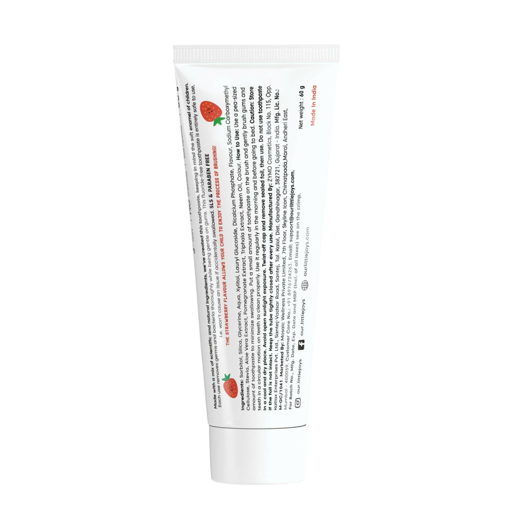 Little Joys Joys Strawberry Flavour Toothpaste For Kids (2-5 Yrs) Strengthens Gums & Whitens Teeth | Grocsy