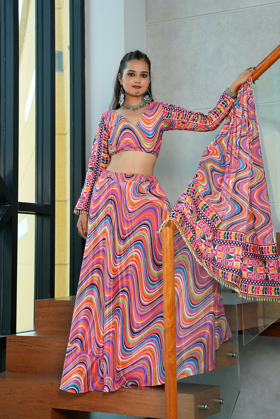 AI Fashion Multi Chinnon Designer Navratri Wear Lehenga Choli Collection | Grocsy