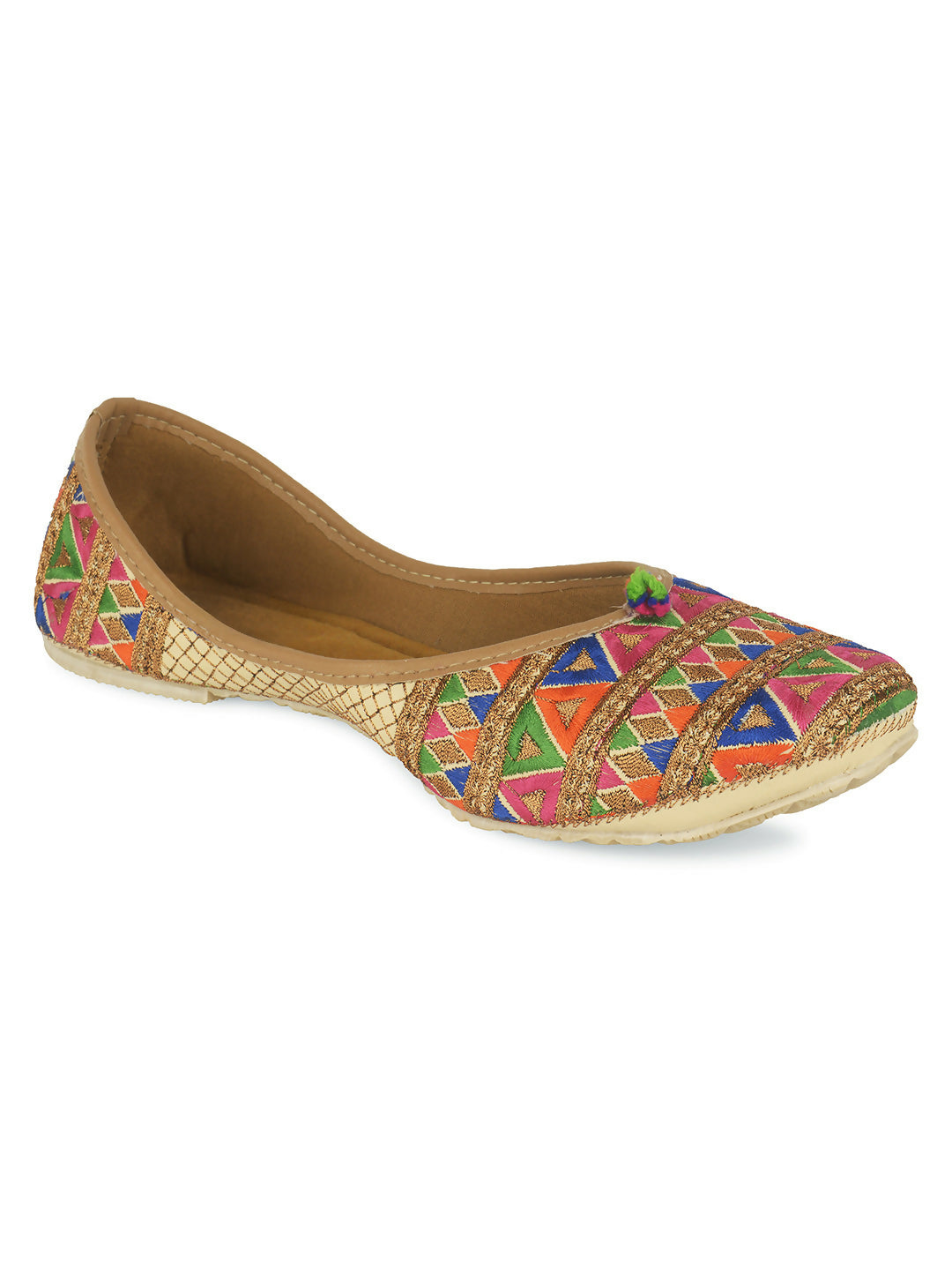 Desi Colour Women Indian Ethnic Footwear-Multi Zigzag | Grocsy