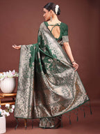 Anaita D Green Banarasi Silk Woven Work Saree With Blouse | Grocsy