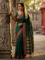 Anaita D Green Silk Woven Saree With Blouse | Grocsy